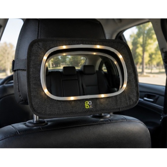 Go by Goldbug Other - Go by Goldbug Light Up Baby Car Mirror Gray‎ Heather Adjustable Headrest Straps